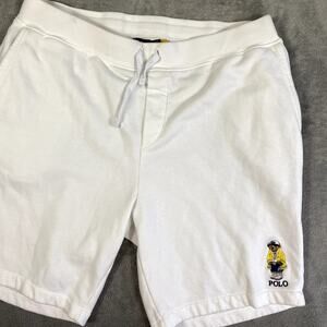 Polo Ralph Lauren Men's Fleece Beach Polo Bear Shorts 8" Olive Size XL White